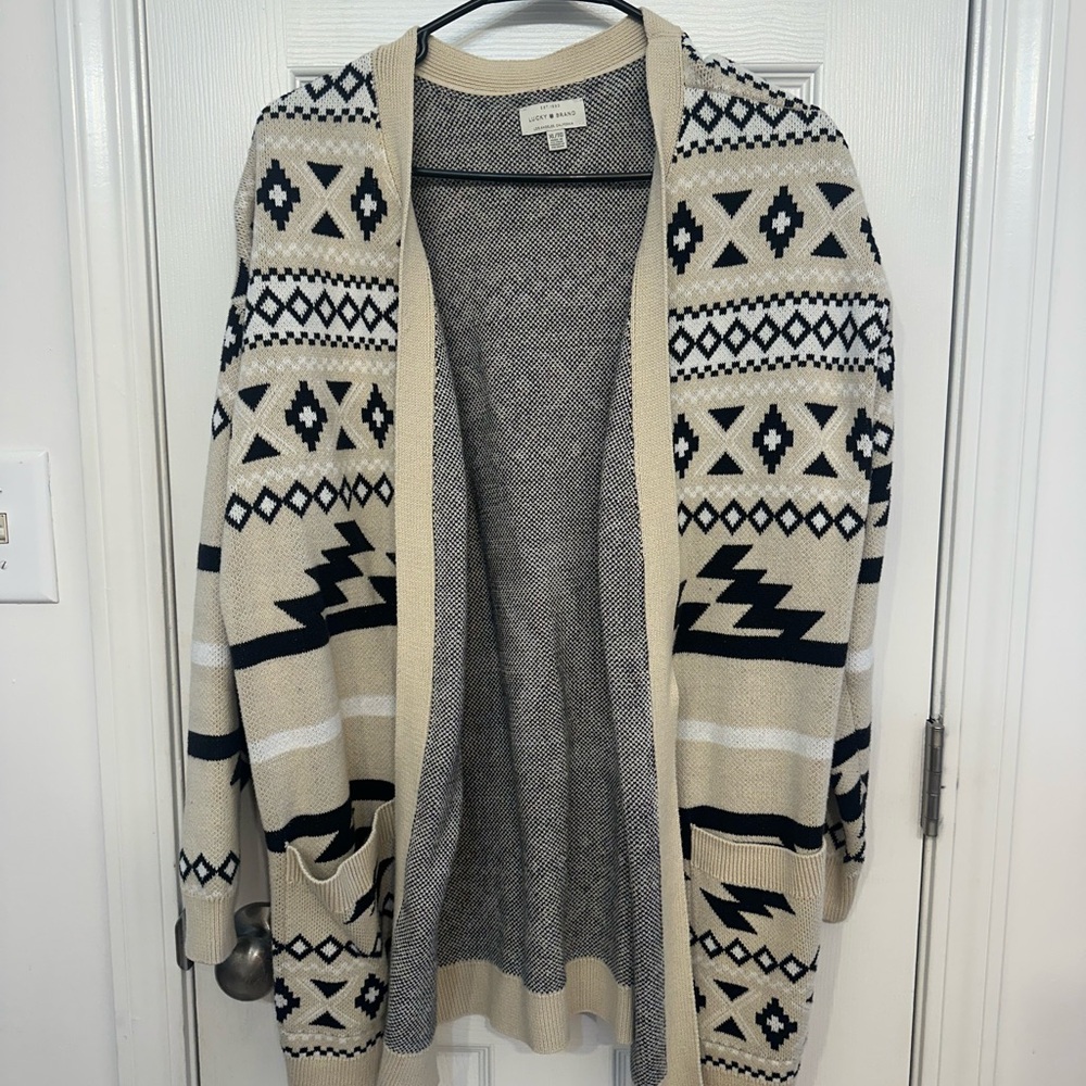Tribal Patterned Open Cardigan